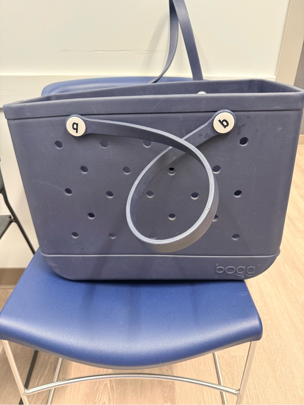 BOGG BAG Blue Perforated Utility Tote with detachable pockets and phone holder
